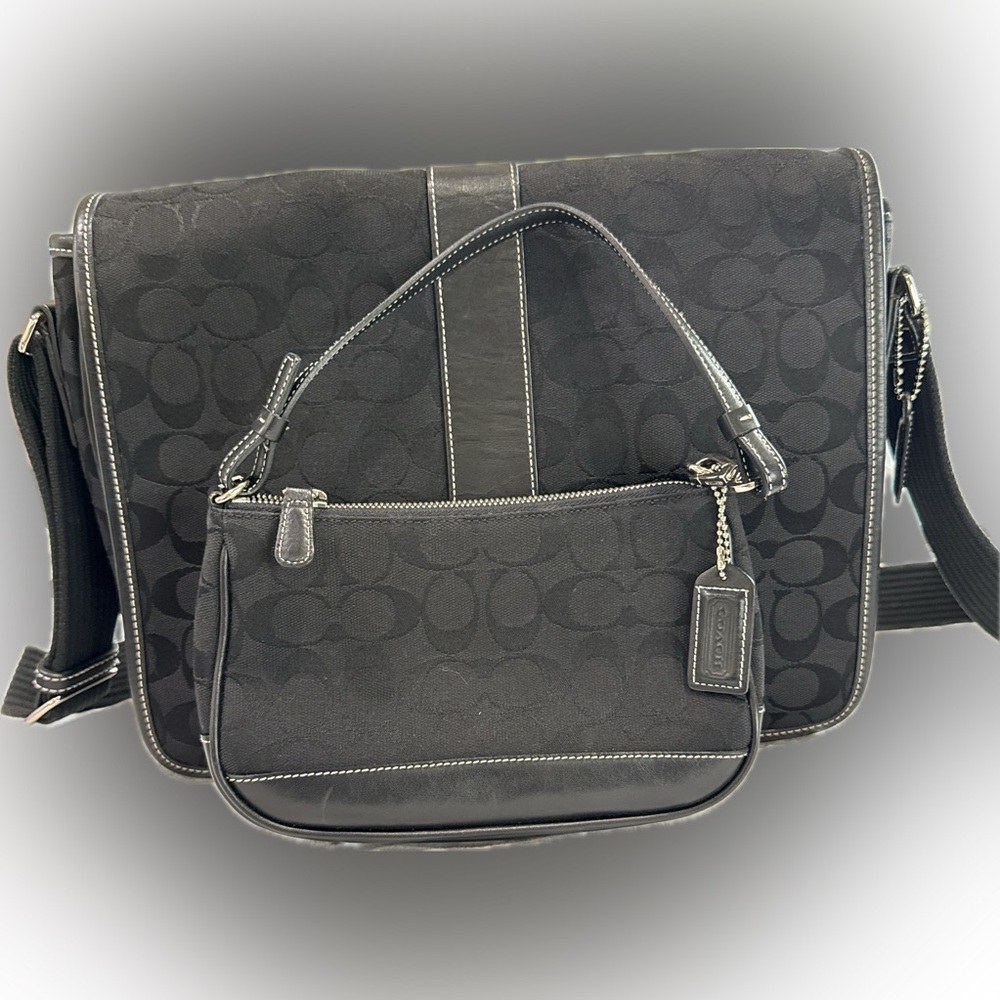 Black Coach Messenger Bag and purse set